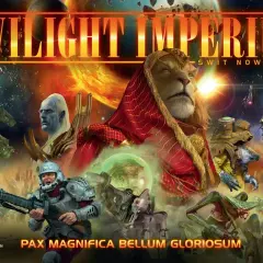 Wojownicy i kosmiczne istoty w grze Twilight Imperium: Świt Nowej Ery.