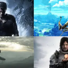 Kolaż z gier: Nathan Drake w dżungli, Link z łukiem, kolos z Shadow of the Colossus i Sam Porter Bridges z dzieckiem. To przygodowa gra akcji.