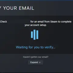 Ekran weryfikacji email na Steam. Nie ma tu opcji jak zobaczyć swoje hasło na Steam, tylko potwierdzenie konta.