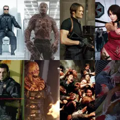 Kompilacja przerażających resident evil postacie: żołnierze, potwory i zombie.