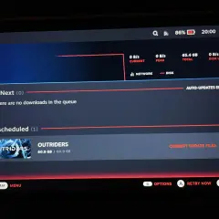 Steam: gra Outriders ma uszkodzone pliki aktualizacji. Brak pobrań w kolejce, ale jedna gra czeka na ponowną próbę.