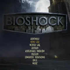 Menu główne Bioshock Remastered. W tle wrak samolotu i latarnia morska. Czekam na polskie spolszczenie.