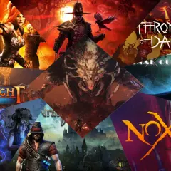 Kolaż z grafikami z gier typu hack and slash: Torchlight II, Path of Exile, Throne of Darkness, Nox i inne.