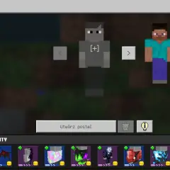 Przymierzanie skina w grze Minecraft. Zobacz, jak ustawić skina na TLauncher, wybierając spośród dostępnych postaci i przedmiotów.