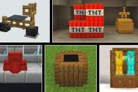 Jak zrobić stojak w Minecraft? Zobacz przykłady: stojak na zbroję, TNT, beczka, czy nawet krzesło.