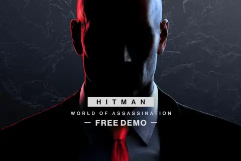Agent 47 w garniturze, gotowy do akcji w świecie Hitman World of Assassination. Darmowe demo.