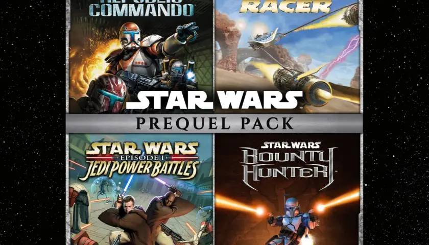 Star Wars Prequel Pack: Republic Commando, Racer, Jedi Power Battles, i Bounty Hunter.