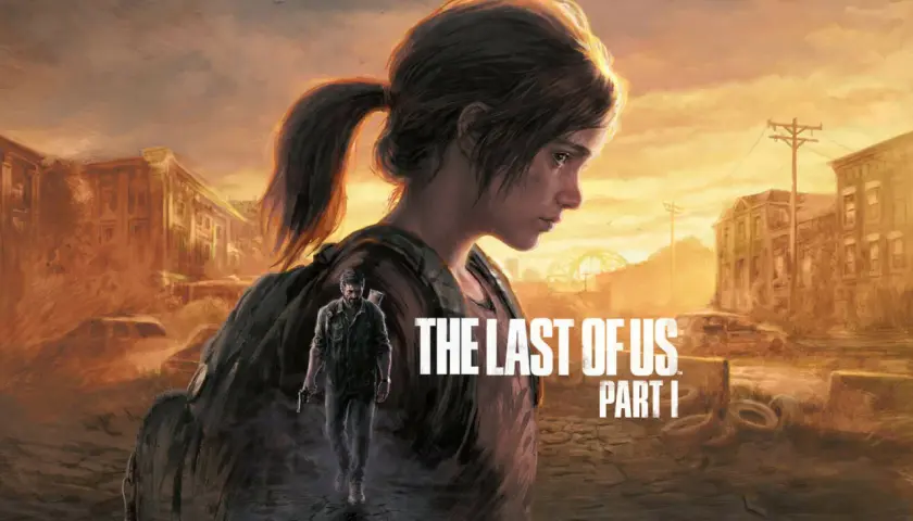 Ellie i Joel, bohaterowie The Last of Us, przemierzają zniszczone miasto. Klikacze czają się w cieniu.