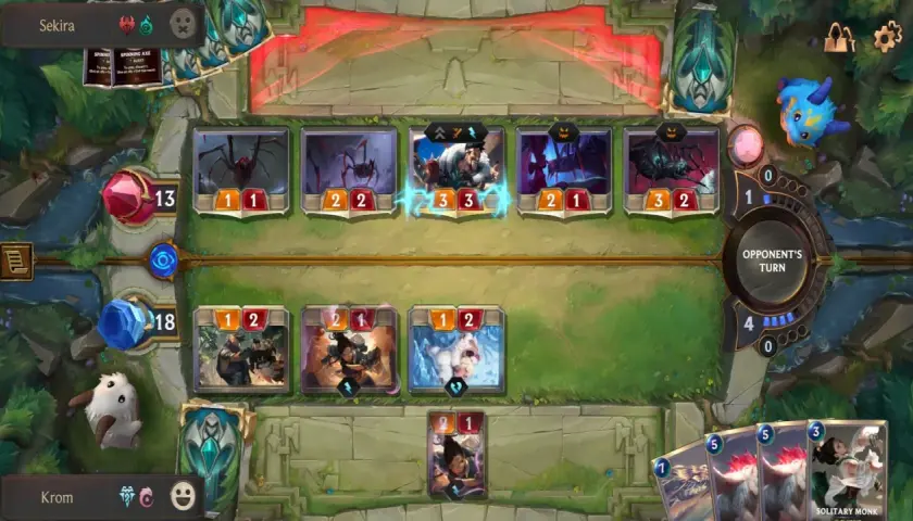 Gra karciana na telefonie, gdzie gracze walczą potworami. Idealna dla fanów najlepszych gier multiplayer na telefon.