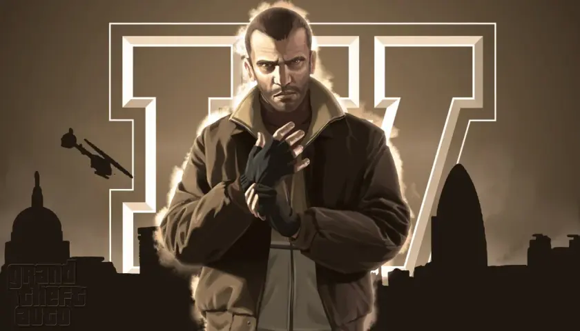Niko Bellic z GTA IV, gotowy na akcję. Szukasz gta iv kody?