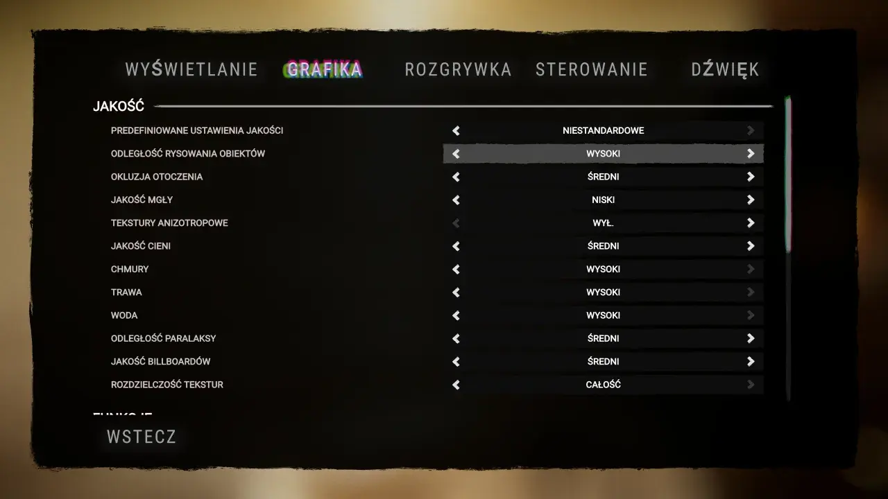 Menu gry z opcjami jakości grafiki. Zmniejszenie detali, jak jakość cieni czy chmur, pomoże jak zwiększyć fps na telefonie.