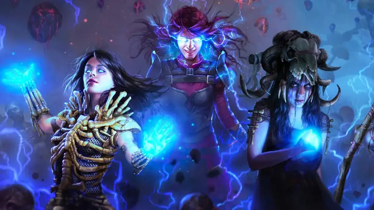 Trzy kobiety z magicznymi mocami, gotowe do walki w mrocznym świecie hack and slash games.