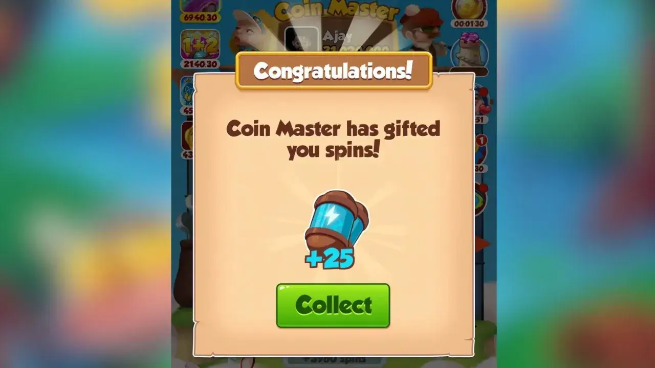 Gratulacje! Coin Master podarował Ci 25 zakręceń. Tak właśnie można zdobyć zakręcenia w Coin Master.