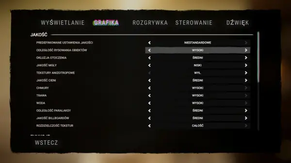 Menu gry z opcjami jakości grafiki. Zmniejszenie detali, jak jakość cieni czy chmur, pomoże jak zwiększyć fps na telefonie.