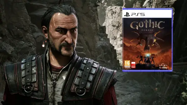 Gothic Remake premiera na PS5. Postać z gry obok okładki.